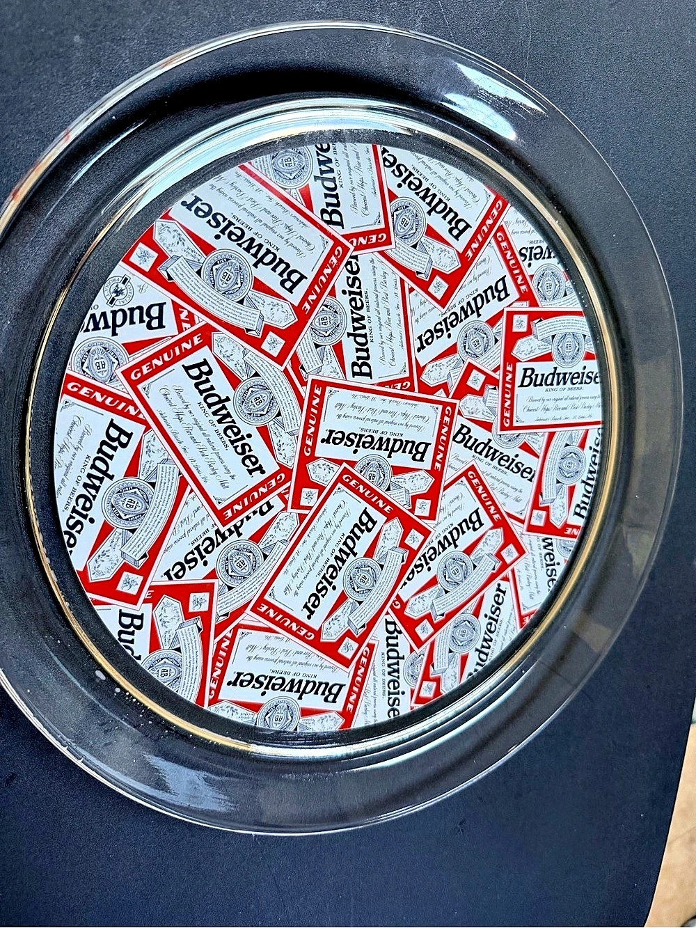Budweiser Round Decor Tray in Black & Red